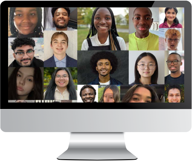 Collage of 2023 FutureMakers cohort faces on a computer screen